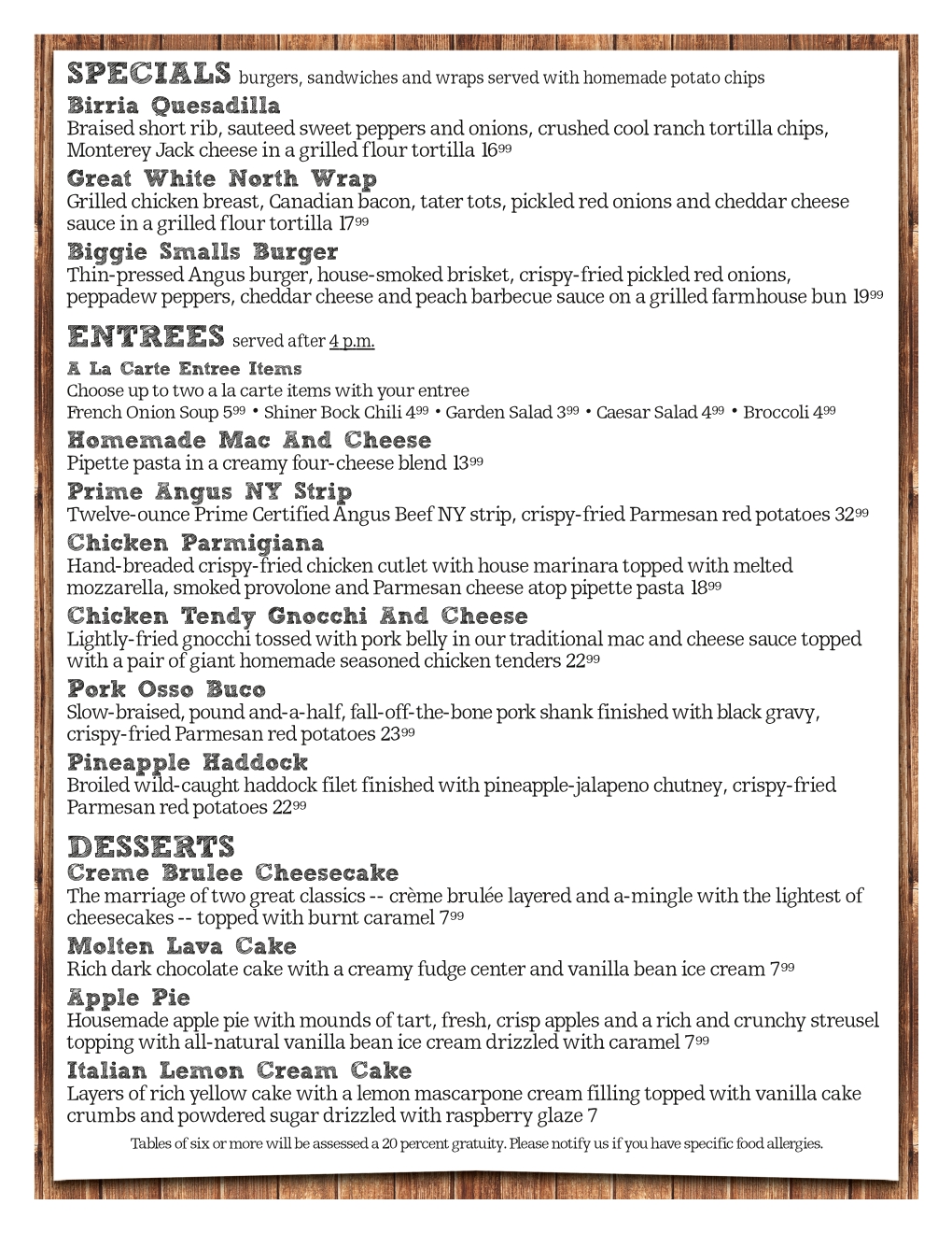 Weekly Specials