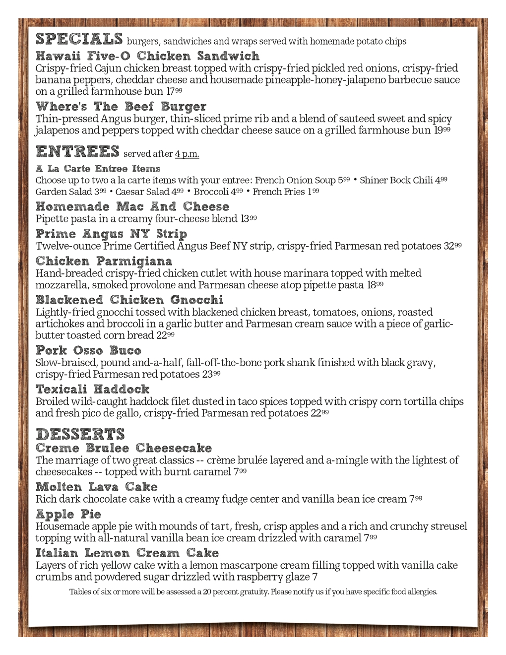 Weekly Specials