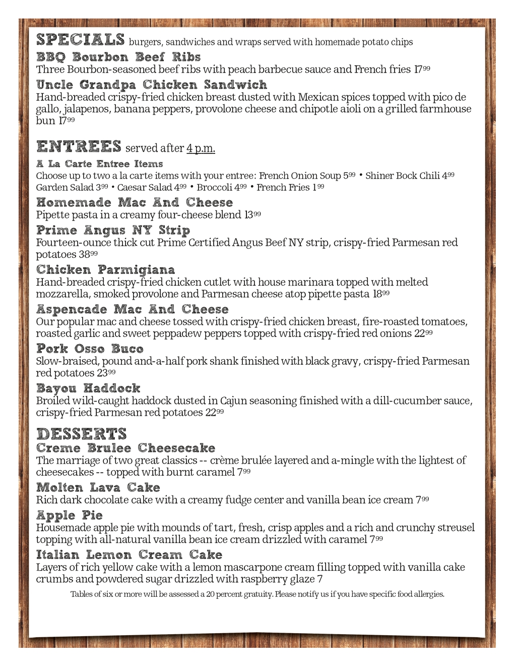 Weekly Specials