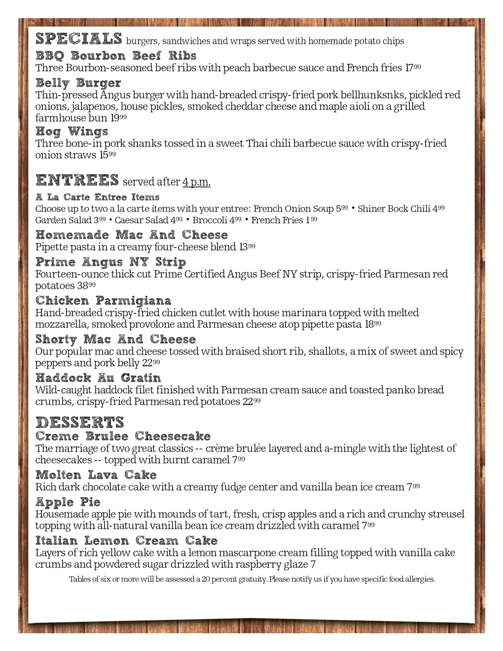 Weekly Specials