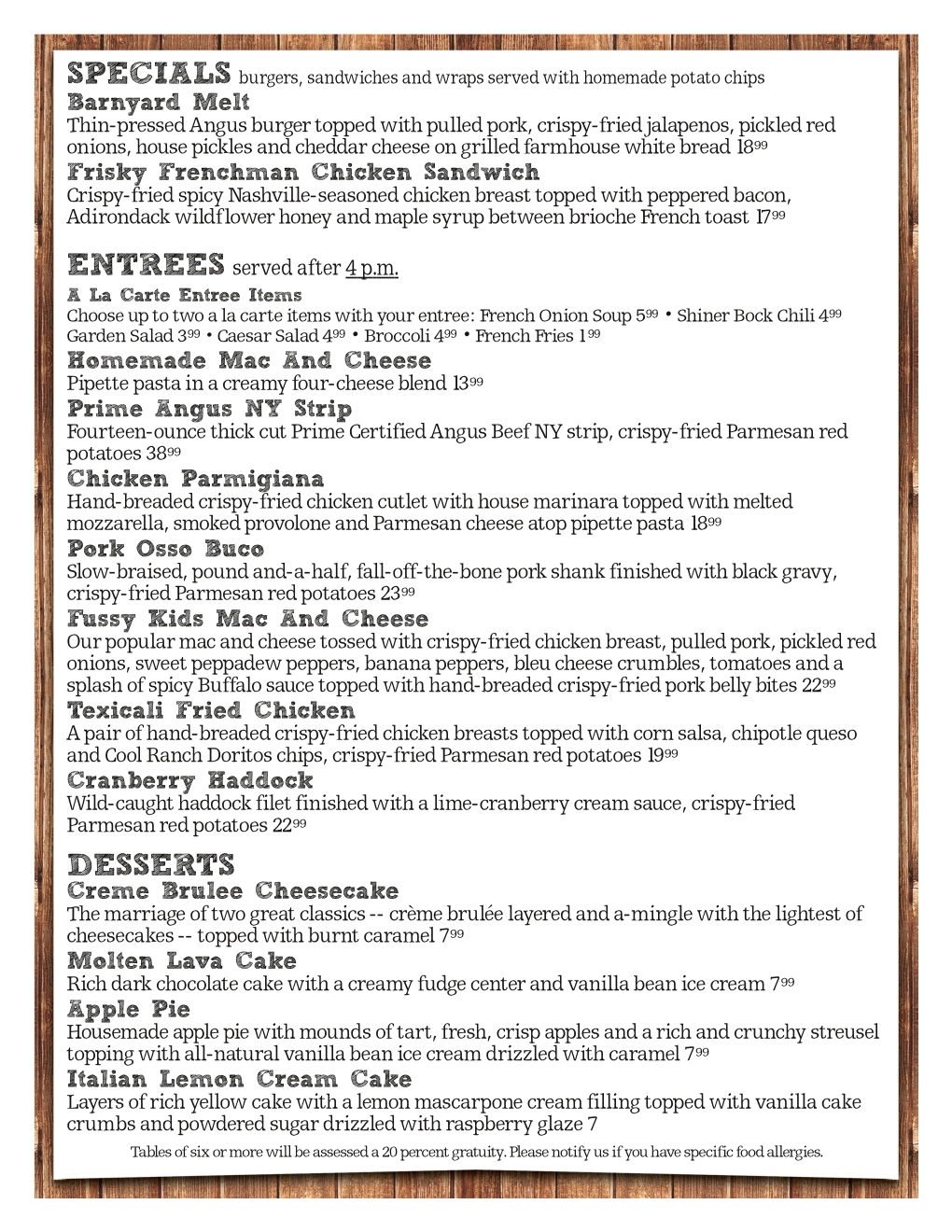 Weekly Specials