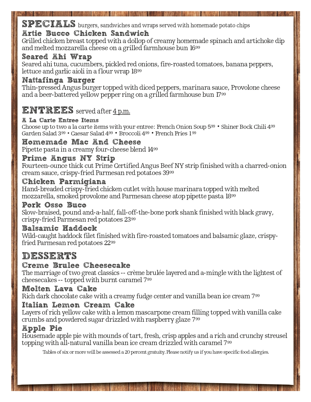 Weekly Specials