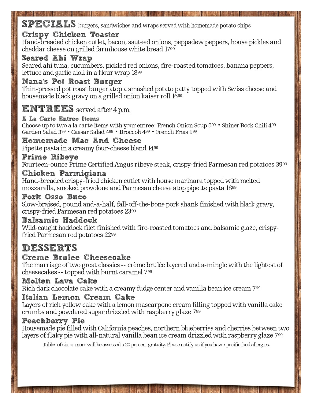 Weekly Specials