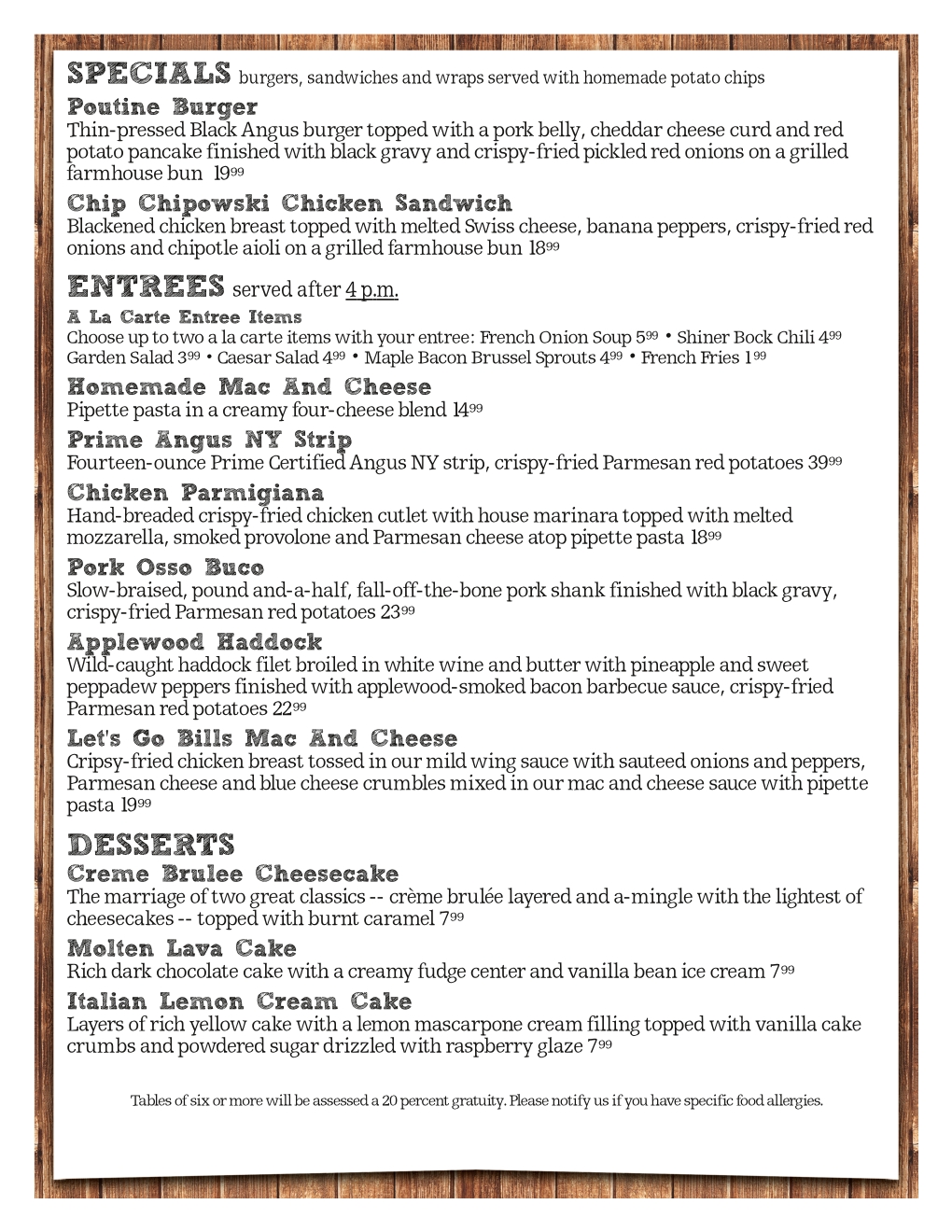 Weekly Specials