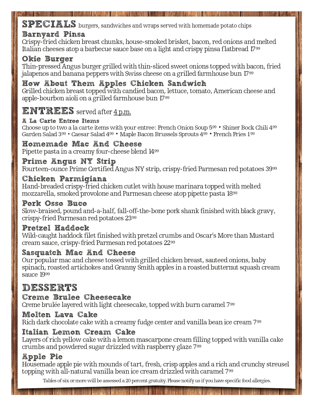 Weekly Specials