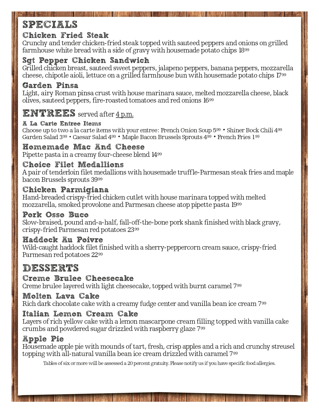 Weekly Specials