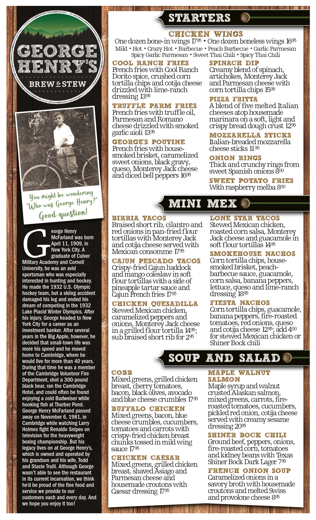 2025 George Henry's Fall Menu Page 1