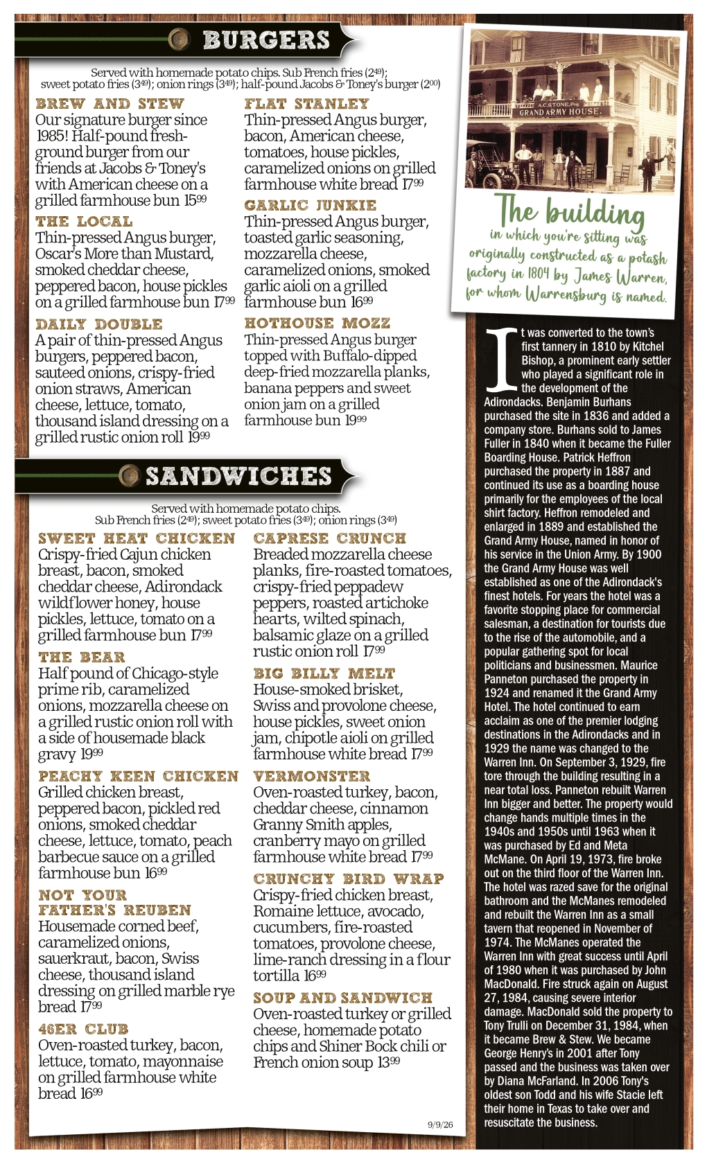 2026 Fall Menu