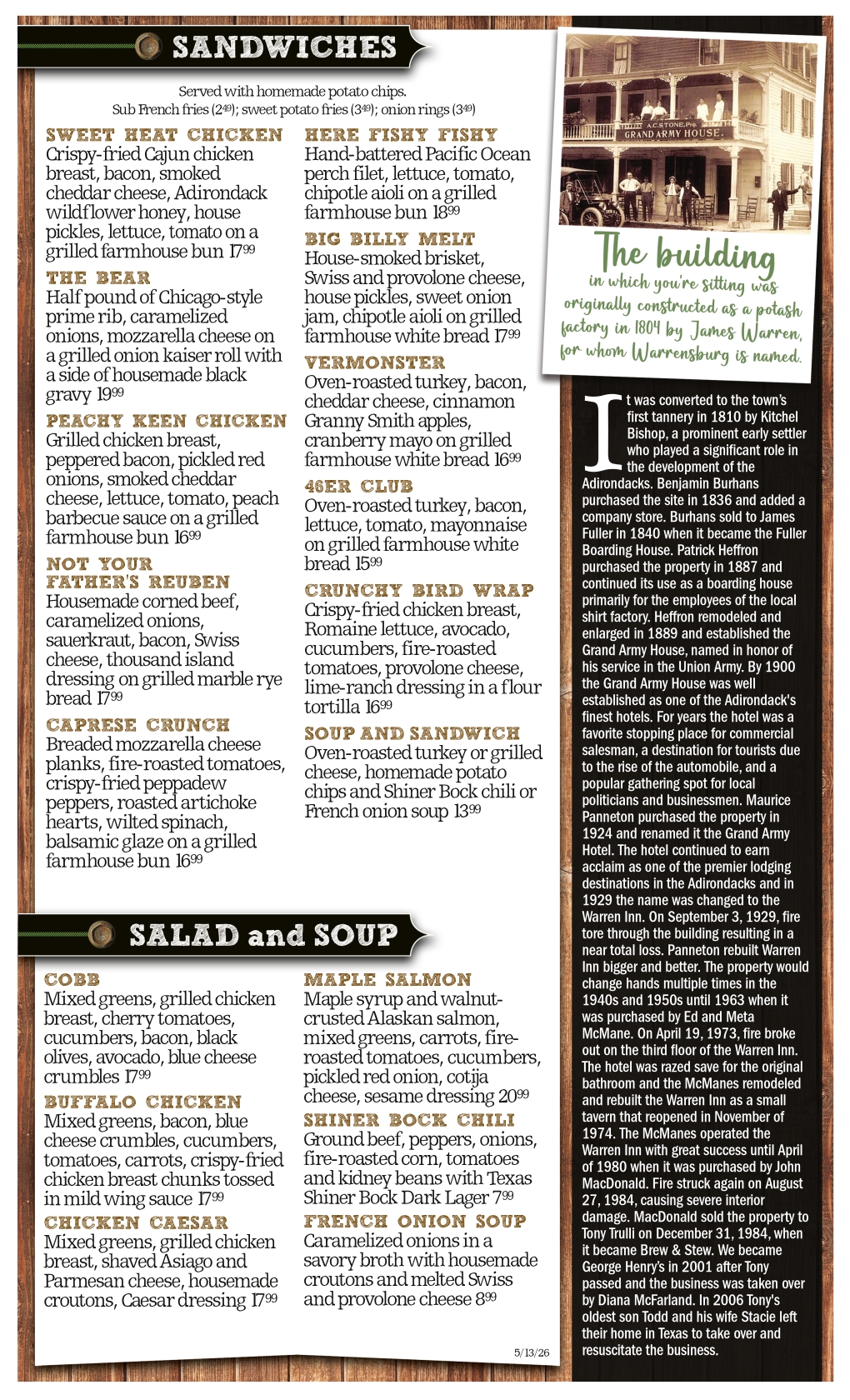 2026 Summer Menu Page Two