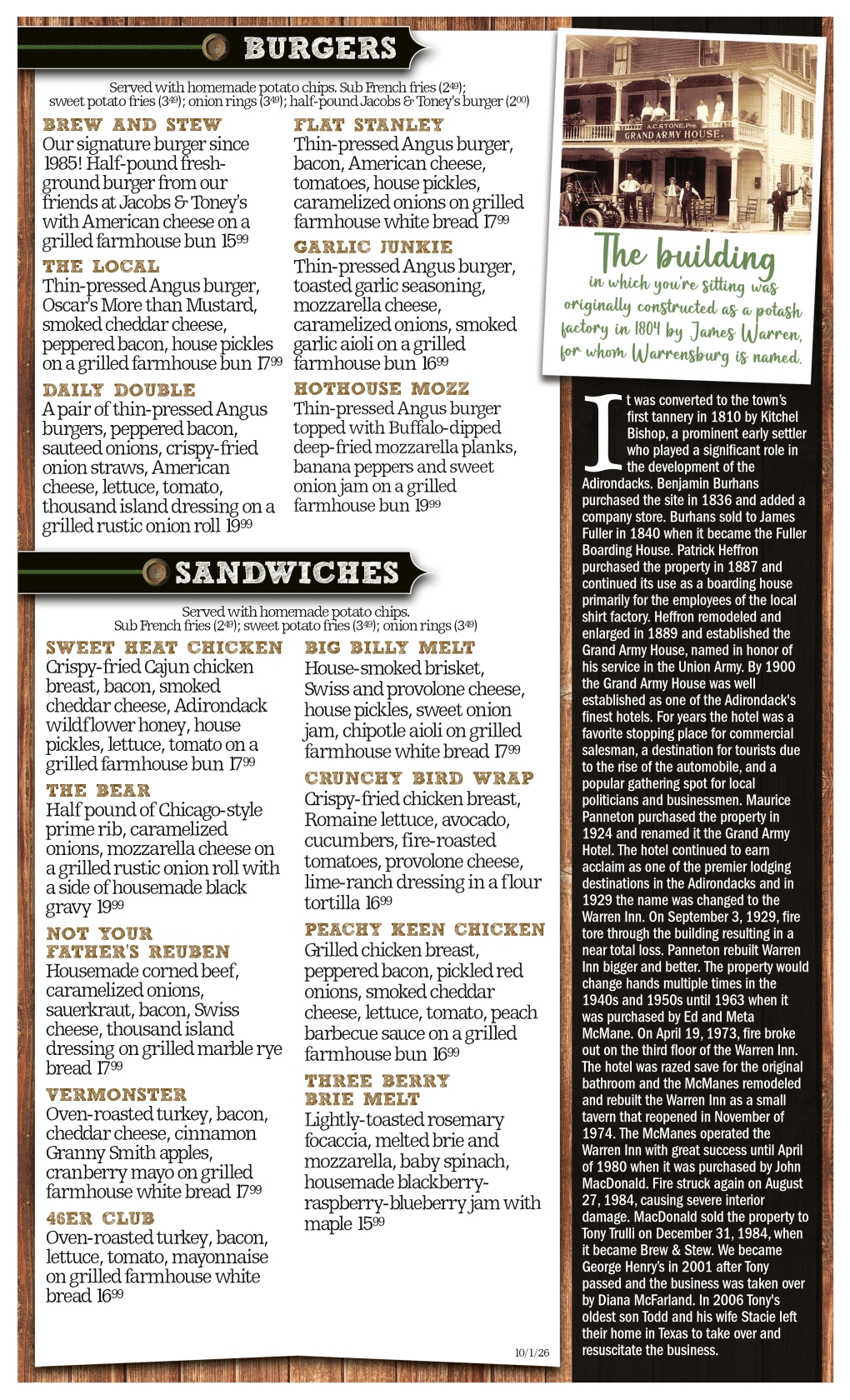 2026 Fall Menu